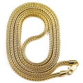 Coiled 90cm gold hip-hop wheat chain necklace with lobster clasp on white background - Gold