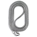 Macro detail of high-quality silver foxtail chain necklace with a lobster clasp - Silver