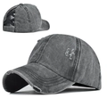 Washed dark grey ponytail baseball cap with criss-cross elastic back and distressed finish - Criss Cross Ponytail / Black
