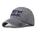 Vintage washed cotton baseball cap with New York embroidery in grey and navy - Gray