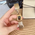 Elegant gold padlock watch with black square dial and multi-strand bracelet for women - Black & Gold