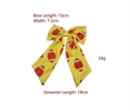 Yellow rugby bow hairclip with streamers, measuring 15x7.5 cm with 18 cm tails - Large Bow Hair Clip