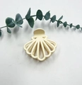 Elegant beige fan-shaped shark hair claw clip with a matte finish for hair styling - Light Yellow