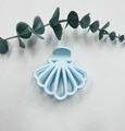 Elegant light blue fan-shaped hair claw clip with a matte finish shell design - Sky Blue