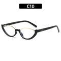 Occhiali da sole cat eye a mezza montatura nero e oro stile hip hop donna C10 - Montatura Nera Lenti Trasparenti (C10)