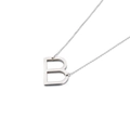 Minimalistische zilveren roestvrijstalen ketting met gepolijste hoofdletter B hanger - Letter B (KN88046-K)
