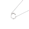 Minimalistische zilverkleurige titaniumstalen ketting met gepolijste letter C hanger - Letter C (KN88036-K)