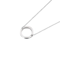 Minimalist silver alphabet necklace featuring a polished round flat circle pendant - Letter O (KN88039-K)