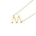 Collier en acier inoxydable doré poli avec pendentif en majuscule lettre M - Style Lettre M (KN88060-K)