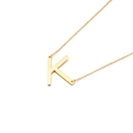 Collier minimaliste en acier inoxydable doré avec un pendentif poli en lettre K - Style Lettre K (KN88058-K)
