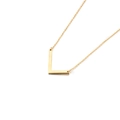 Collier en or avec pendentif minimaliste en V avec une finition polie et chaîne fine - Style Lettre L (KN88059-K)
