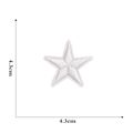 Détail d'un écusson brodé étoile blanche de 4,3cm avec mesures précises indiquées - Blanc (Petit)