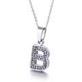 Collier lettre B argenté scintillant orné de cristaux micro-pavés sur une chaîne fine - Lettre B(KN89506-K)