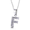 Collier argenté avec pendentif lettre F serti de strass brillants et chaîne fine - Lettre F(KN89514-K)