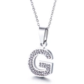 Collier avec pendentif lettre G en argent serti de cristaux sur une chaîne élégante - Lettre G(KN89516-K)
