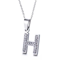 Collier avec pendentif lettre H en argent et cristaux scintillants avec micro-pavage - Lettre H(KN89518-K)