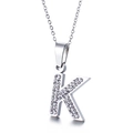 Collier argenté avec pendentif lettre K orné de cristaux brillants et chaîne fine - Lettre K(KN89524-K)