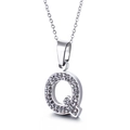 Collier avec pendentif lettre Q argenté serti de cristaux pavés pour femme - Lettre Q(KN89536-K)