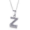 Collier argenté avec pendentif lettre Z serti de cristaux blancs micro-pave brillants - Lettre Z(KN89554-K)