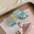 Pinza para el pelo de acetato azul y dorado en una bandeja decorativa elegante - 3,0 mm de espesor Azul Colorido