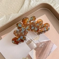 Detalle de pinza para el cabello de acetato de carey con ondas en tonos marrón y azul - 4.0mm Grueso Azul Lago Marrón