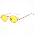 Steampunk sunglasses with golden metal frame, yellow oval lenses and vintage carving - Gold Ocean Yellow Polarized C18