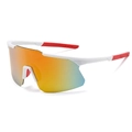 Outdoor cycling sunglasses with white frame and gradient colorful lenses for sport - White / Red Mirror