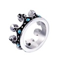 Anello a corona da uomo in argento con smalto nero e accenti di pietre preziose blu - US 7 / Colore Argento Gemma Blu Corallo