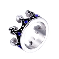 Macro detail of silver crown ring featuring blue gemstones and polished inner finish - Silver Color Sapphire Blue Gem