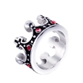 Anello a corona vintage in acciaio inossidabile con gemme rosse e finitura argento - US 7 / Acciaio Zircone Rosso