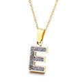 Collana in acciaio inossidabile dorato con ciondolo a lettera E in pavé di cristalli - Lettera E (KN89513-K)