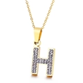 Collana con ciondolo a lettera H in acciaio dorato con strass micro-pave - Lettera H (KN89519-K)