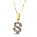 Collana in acciaio al titanio dorato con ciondolo a lettera S impreziosito da cristalli lucidi - Lettera S (KN89541-K)