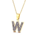Collana placcata in oro scintillante con ciondolo a lettera W con cristalli per donna - Lettera W (KN89549-K)