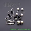 Détail de l'ensemble de 10 broches montrant les tailles et les motifs de perles - Ensemble No.23