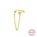 Minimalist S925 sterling silver ear cuff with delicate chain tassel in gold finish - Gold