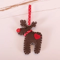 Brown felt Christmas reindeer ornament with red heart and polka dot ribbon for tree - Dark Brown Reindeer Ornament