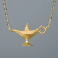 Minimalist gold S925 sterling silver Aladdin magic lamp pendant necklace for women - 925 Silver / Gold