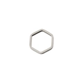 Colgante geométrico hexagonal de acero inoxidable pulido sobre fondo blanco - 15mm / Color Acero