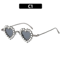 Gafas de sol de corazón color plomo con lentes grises e incrustaciones de strass - Montura de Color Pistola Lente Gris(C1)