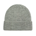Detailed close-up of light gray ribbed knit beanie showing thick texture and folded cuff - One Size / Light Gray