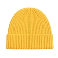 Close-up of bright yellow beanie showing the high-quality ribbed knit texture and soft yarn - One Size / Bright Yellow