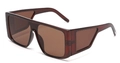 Modern oversized dark brown sunglasses with transparent square frame and brown lenses - Dark Tea Frame Tea Lens C8
