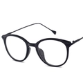 Classic black round oversized eyewear frame with minimalist design for a stylish look - Bright Black Frame