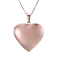 Rose gold heart-shaped locket pendant necklace in stainless steel with a fine chain link - Rose Gold