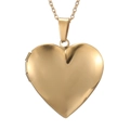 Poliertes vergoldetes Herz-Medaillon aus Edelstahl mit feiner Metallkette - Gold
