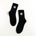 Klassische schwarze Baumwollsocken mit Planeten-Stickerei im japanischen Schulstil - Schwarz