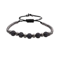 Verstellbares Hämatit-Perlenarmband mit blau besetzten Zirkonia-Metallkugeln - Gun Black Blauer Zirkon Perle