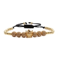 Bracelet à perles couronne dorée avec zircons et cordon noir tressé réglable élégant - Couronne Dorée