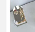 Arch mirror jewelry stand with heart pearl studs and dreamcatcher tassel earrings - Square Base Short 10cm
